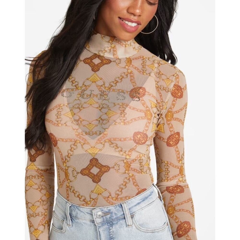 Guess Eco Eara Mesh Topβ with Rhinestone Bling GUESS sz XLG NWT